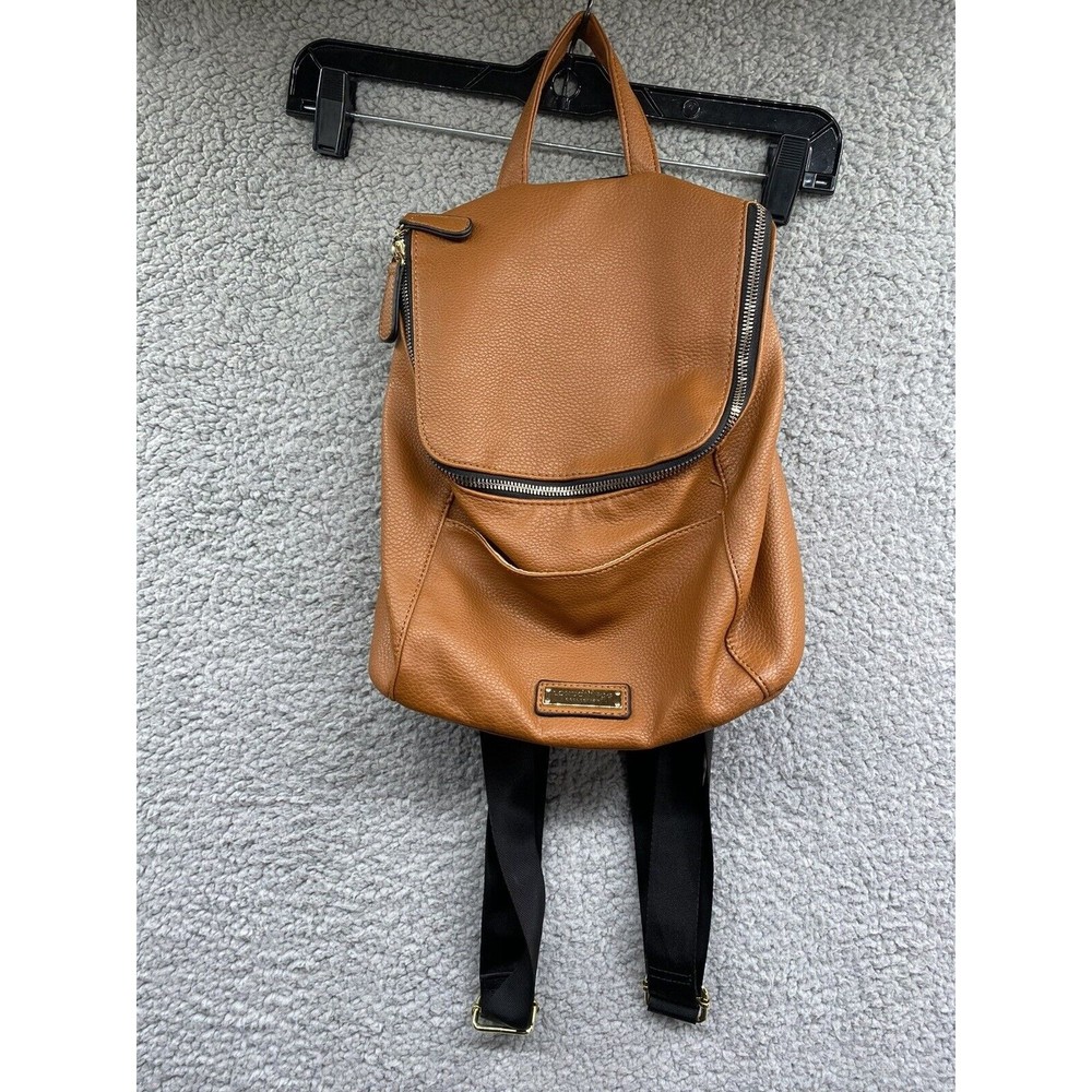London Fog Cognac Brown Faux Leather Mini Backpack Bag Purse